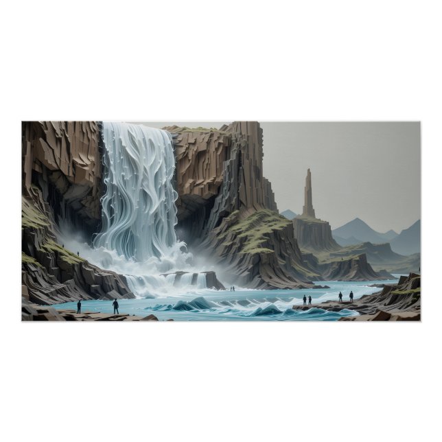 Póster Majestic Waterfall Diorama (Anverso)
