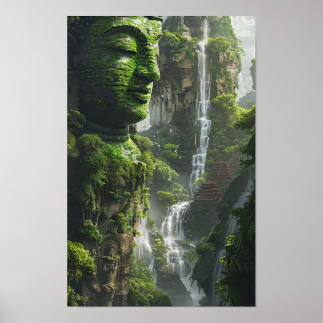 Póster Majestic Waterfall Nature Scene Poster (Frente)