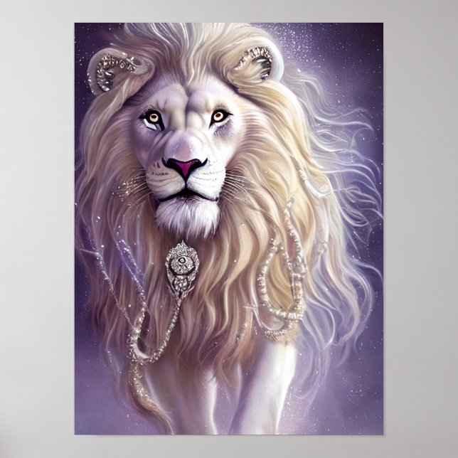 Póster Majestic White Lion Fantasy Art (Frente)