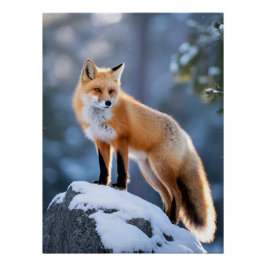 Póster Majestic Winter Fox Photography
