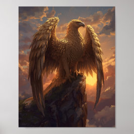 Póster Majestuosa Fantasía de Águila Dorada – Fénix Mític
