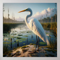 Majestuosa Gran Egret en los tranquilos humedales