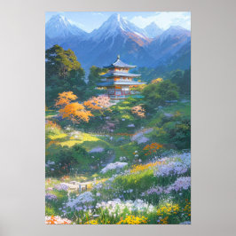 Póster Majestuosa Pagoda Japonesa de Madera