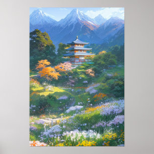 Póster Majestuosa Pagoda Japonesa de Madera