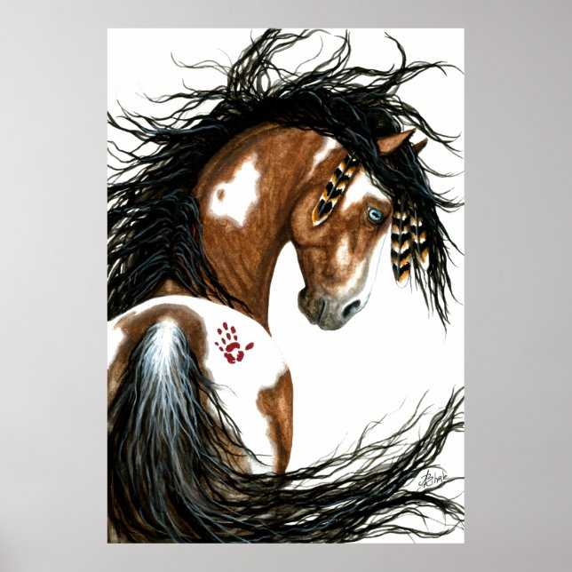 Póster Majestuosa pintura de la guerra de caballos Pinto  (Frente)