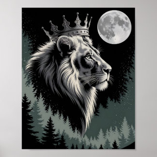 Póster Majestuosa Selva de la Luna Coronada del León