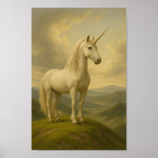 Póster Majestuosa unicornio en la cima de una colina - Un