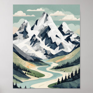 Póster Majestuosas cimas alpinas: paisaje moderno orgánic