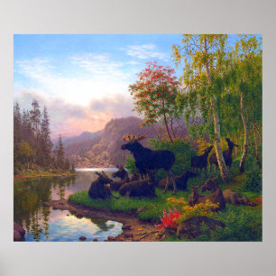 Póster Majestuoso alce en un paisaje otoñal sueco