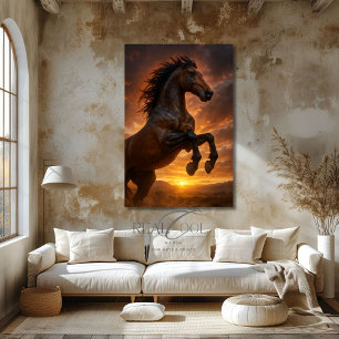 Póster Majestuoso Caballo Bay Oscuro Criado en Luz Carmes