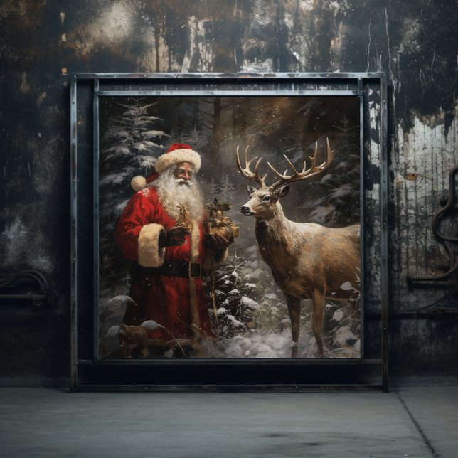 Póster Majestuoso Deer de Woodland W/ Black Santa (Subido por el creador)
