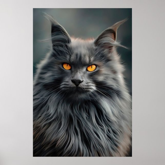 Póster Majestuoso diseño de retratos de gatos de larga du (Frente)