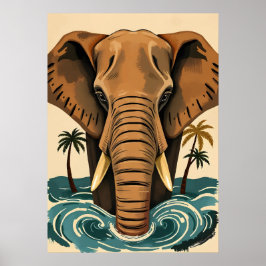 Póster Majestuoso Elefante de la Isla – Gigante Tropical 