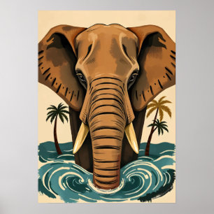 Póster Majestuoso Elefante de la Isla – Gigante Tropical 