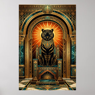 Póster Majestuoso estilo de tigre Art Deco con lámina de