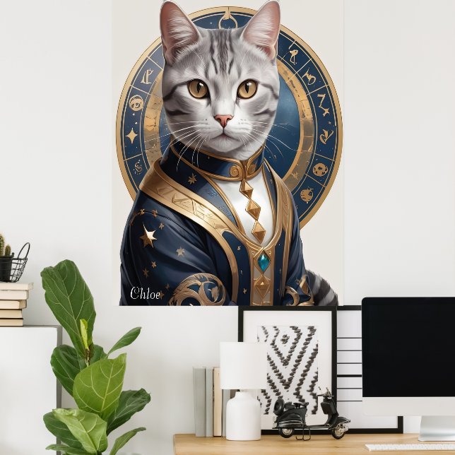 Póster Majestuoso gato norteamericano al descubierto en a (Oficina en casa)