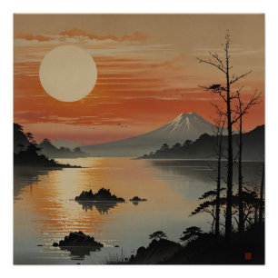 Póster Majestuoso Monte Fuji Landscape Wall Art