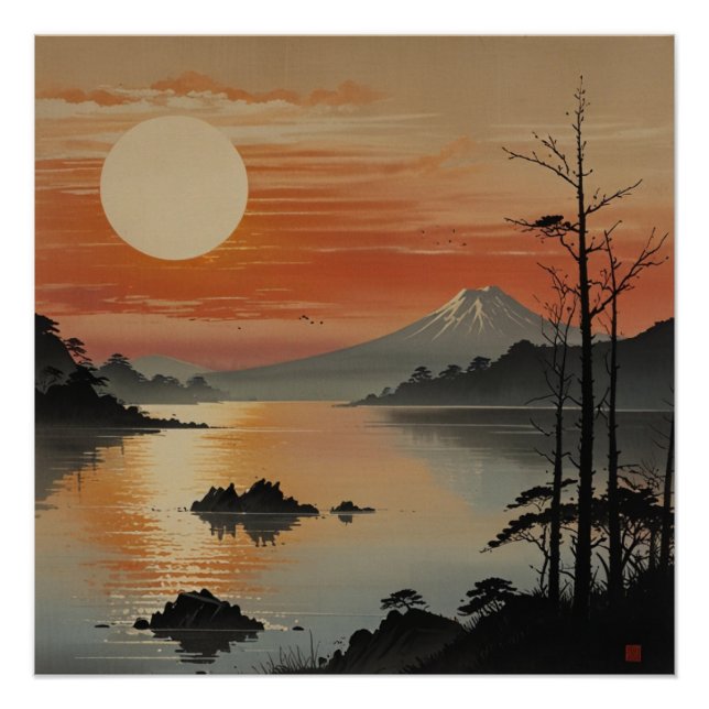 Póster Majestuoso Monte Fuji Landscape Wall Art (Anverso)