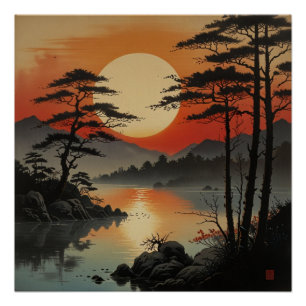 Póster Majestuoso Monte Fuji Landscape Wall Art