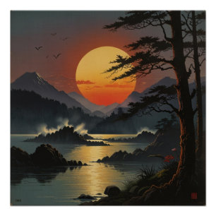 Póster Majestuoso Monte Fuji Landscape Wall Art