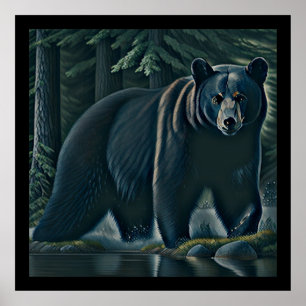 Póster Majestuoso Oso Negro Del Bosque Del Norte