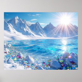 Póster Majestuoso paisaje invernal de olas oceánicas