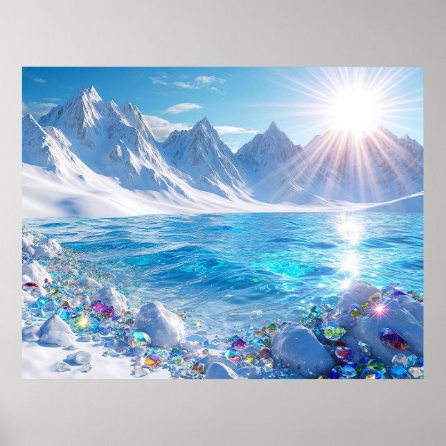 Póster Majestuoso paisaje invernal de olas oceánicas (Frente)