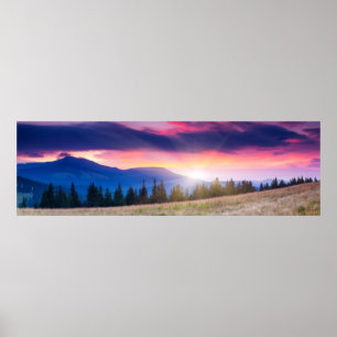 Póster Majestuoso paisaje montañoso bajo el cielo matutin