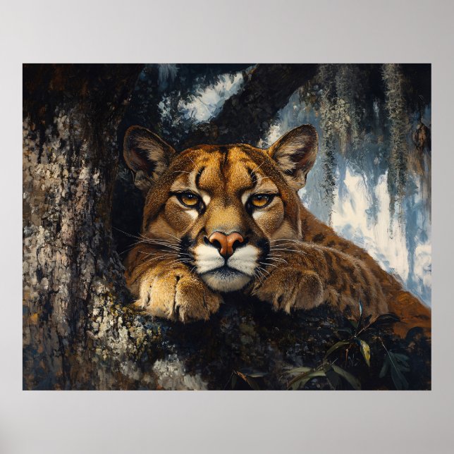 Póster Majestuoso Puma en Bosque (Frente)
