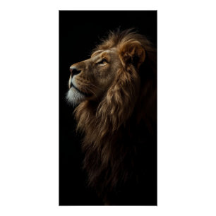 Póster Majestuoso Retrato de León Fuerza y Confianza Real