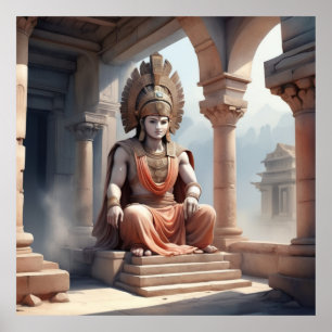 Póster Majestuoso Rey Antiguo en un Templo – Épica Histór