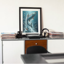 Póster Majestuoso Salmón durante el baile de luna 16x20