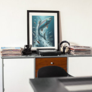 Póster Majestuoso Salmón durante el baile de luna 16x20