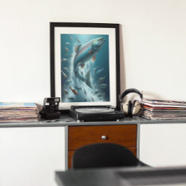 Póster Majestuoso Salmón durante el baile luna 12x16