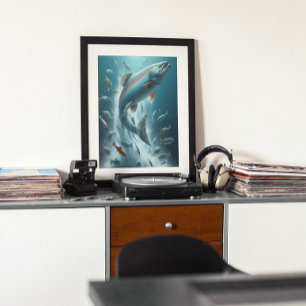 Póster Majestuoso Salmón durante el baile luna 12x16