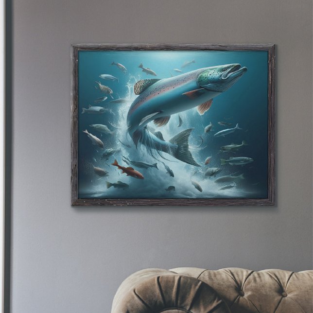 Póster Majestuoso Salmón durante el baile luna 36x24 (Subido por el creador)