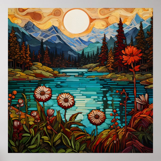 Póster Majestuosos picos de nieve y paisaje alpino prísti (Frente)