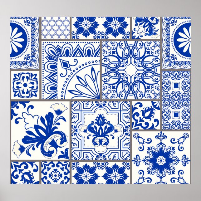 Póster Majólica victoriana: Patrón de mosaico de mosaico  (Frente)