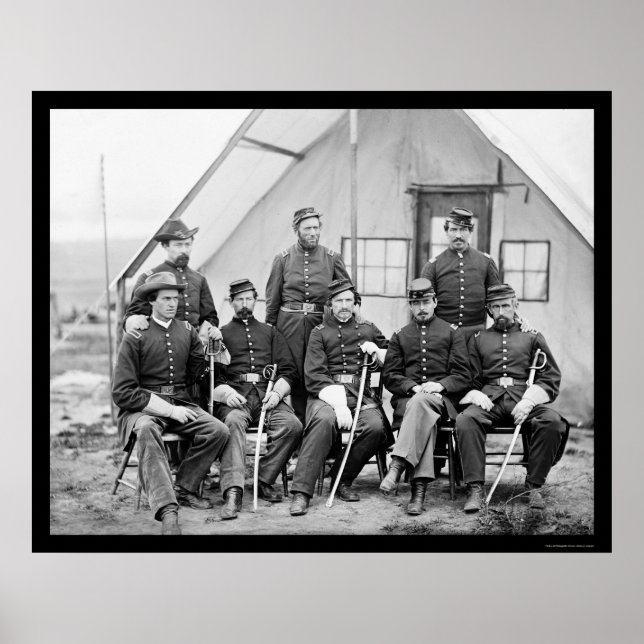 Póster Major H.W. Sawyer and Staff at Camp Stoneman 1865 (Frente)