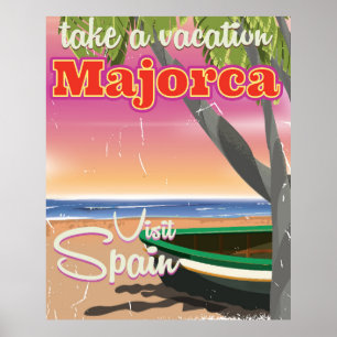 Póster Majorca, poster de las vacaciones de la playa del