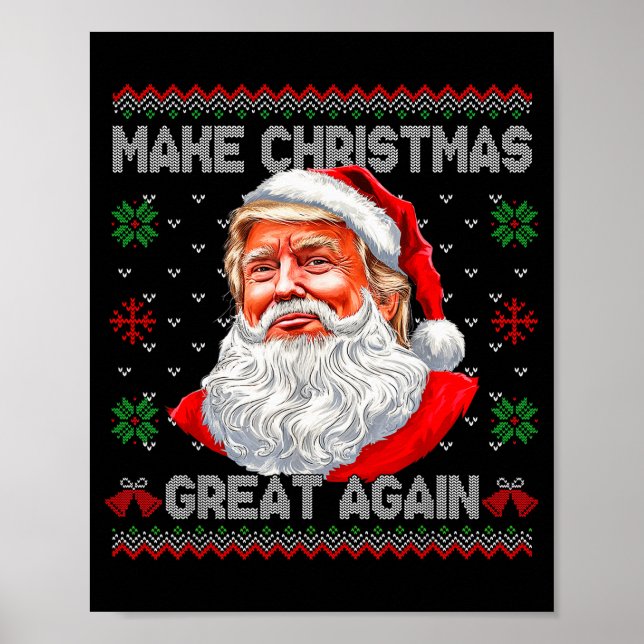 Póster Make Christmas Great Again Funny Santa Trump Ugly  (Frente)