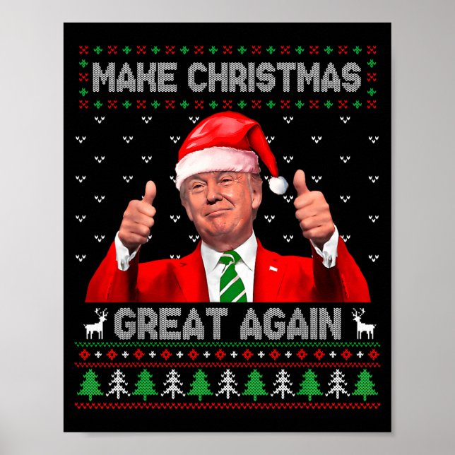 Póster Make Christmas Great Again Xmas Funny Pajamas Ugly (Frente)