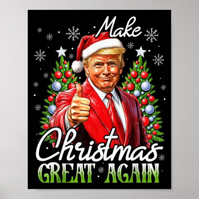 Póster Make Christmas Great Again Xmas Funny Santa Trump  (Frente)
