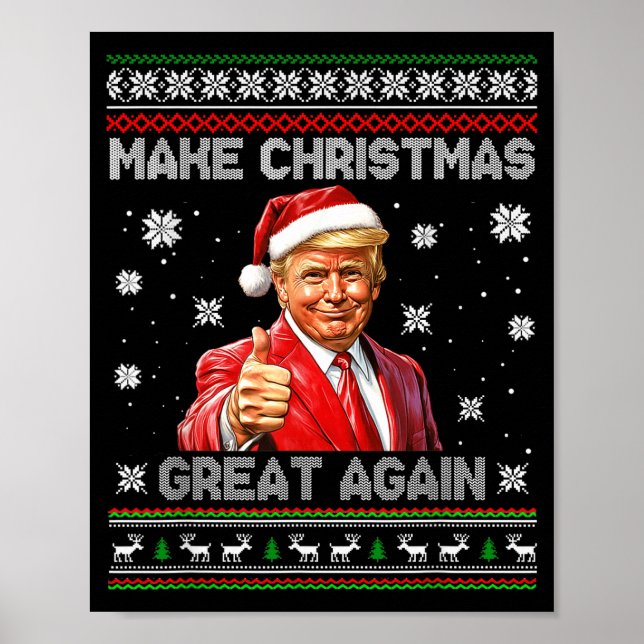 Póster Make Christmas Great Again Xmas Funny Trump Pajama (Frente)