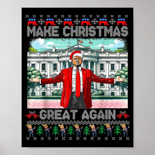 Póster Make Christmas Great Again Xmas Funny Trump Pajama (Frente)