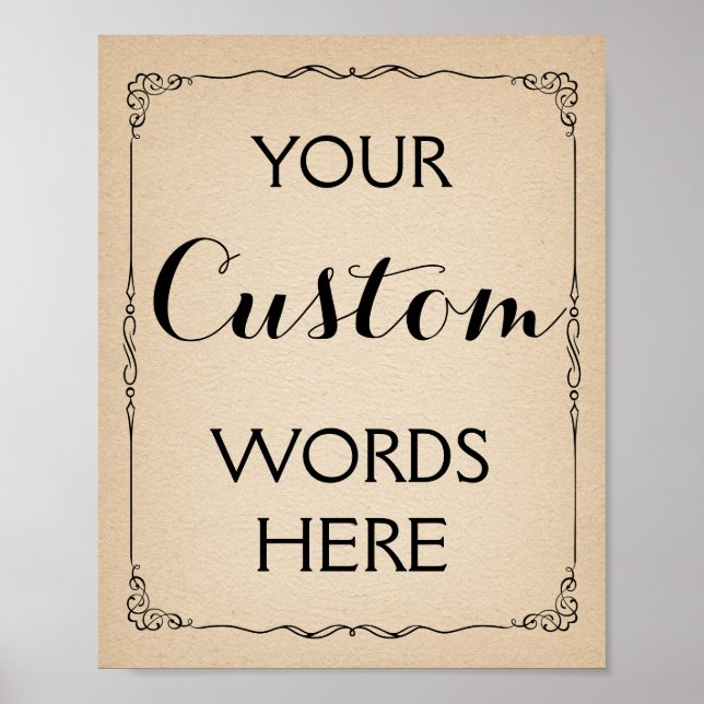 Póster make your own custom sign wedding or party (Frente)