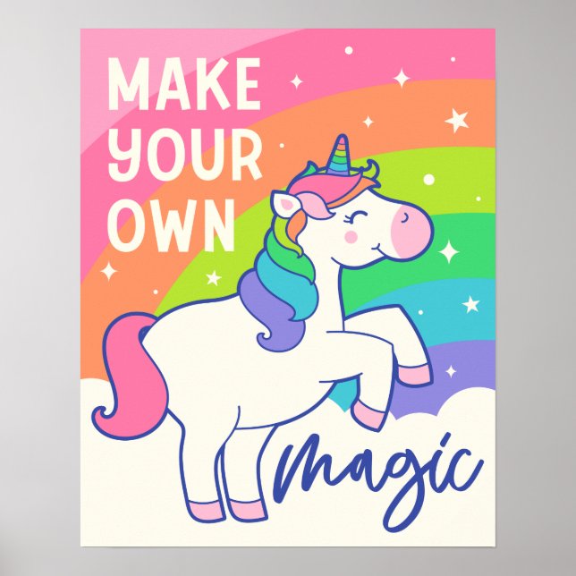 Póster Make Your Own Magic | Cute Unicorn (Frente)