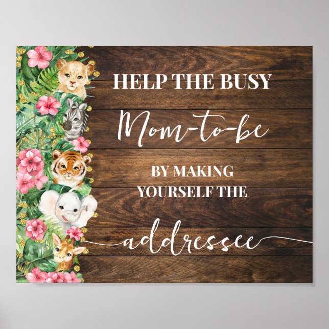 Póster Make Yourself Addressee Rustic Pink Safari Shower (Frente)