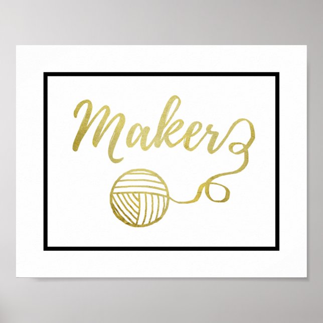 Póster Maker Yarn + Oro Faux Typography (Frente)