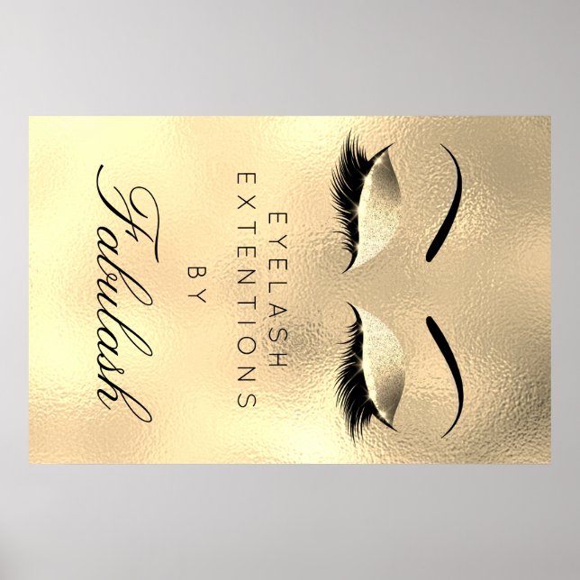Póster Makeup Beauty Salon Name Gold Luxury Eyebrows (Frente)